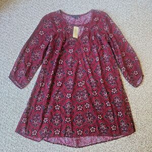 NWT American Eagle Womens Oversized Tunic Dress Size S Boho Floral 3/4 Sleeve
